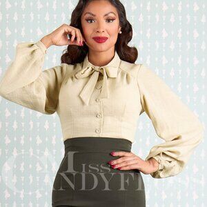 NWT Miss Candyfloss Top Julia-Marigold breathable linen tie Small